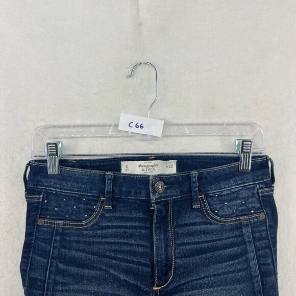 Abercrombie & Fitch Jeans Women 6 Dark Wash Denim Super Skinny Ankle Zip Midrise - Picture 12 of 12
